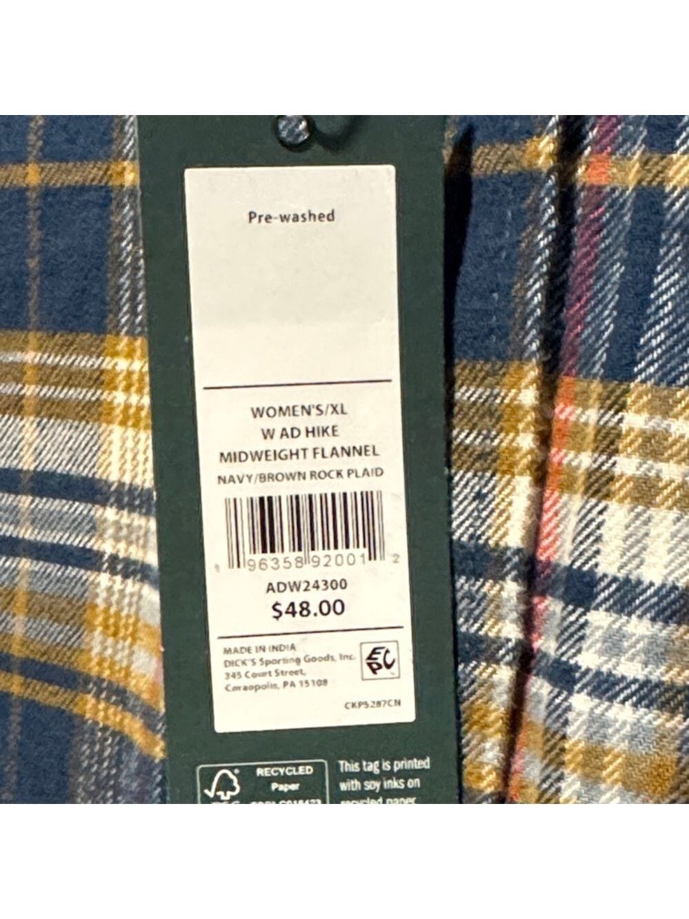 Alpine Design Womens Flannel XL Navy Brown Plaid - Picture 6 of 7